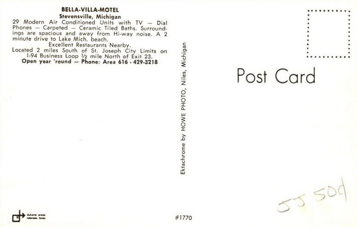 Bella-Villa Motel and Restaurant (Bella Villa Motel, Super 8 by Wyndham, Park Inn) - Vintage Postcard 3 (newer photo)